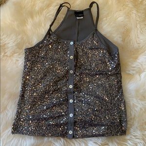 Day trip tank top gray with sequins